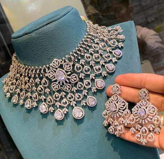 Moissanite & AD Stones Bridal Choker - Nakshatra Jewels