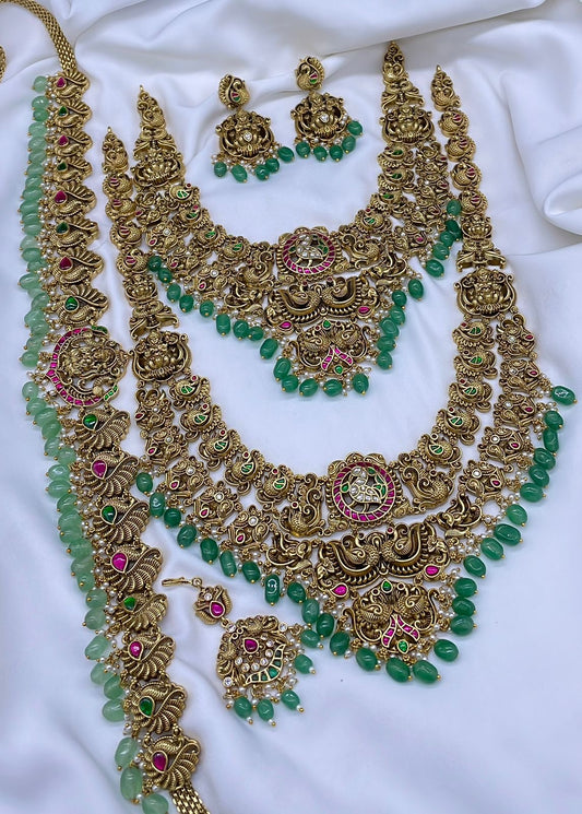 Nakshi Work with Kundan Stones Bridal Combo Set