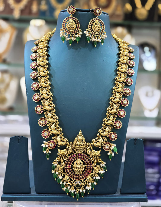 Nakshi Work with Kempu Stones Haram