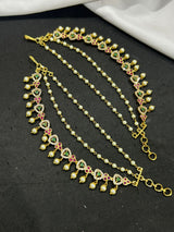 Premium Matt with AD and Kempu Stones Ear Chains