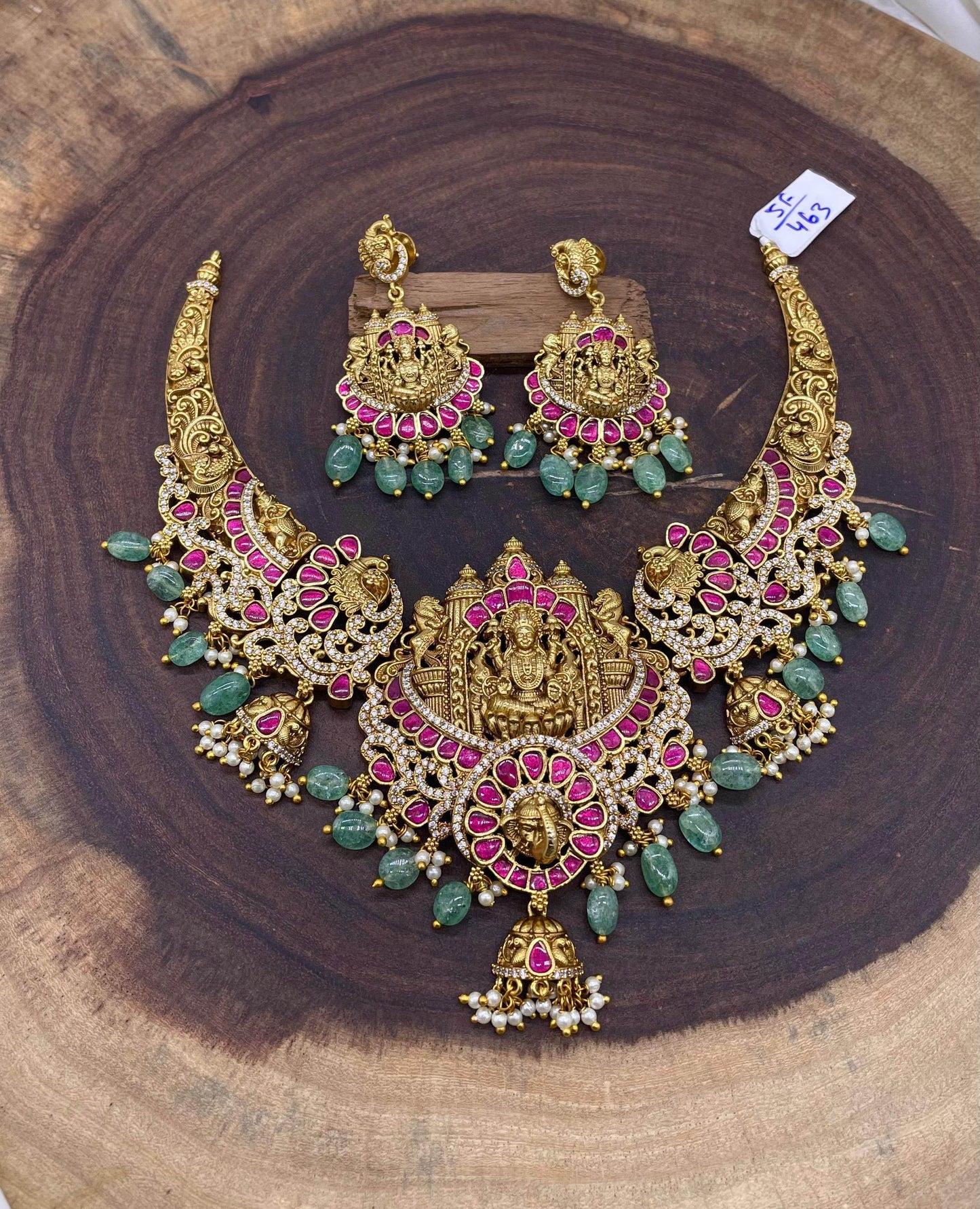 Nakshi Work with Jaadu Kundan Stones Bridal Necklace - Nakshatra Jewels