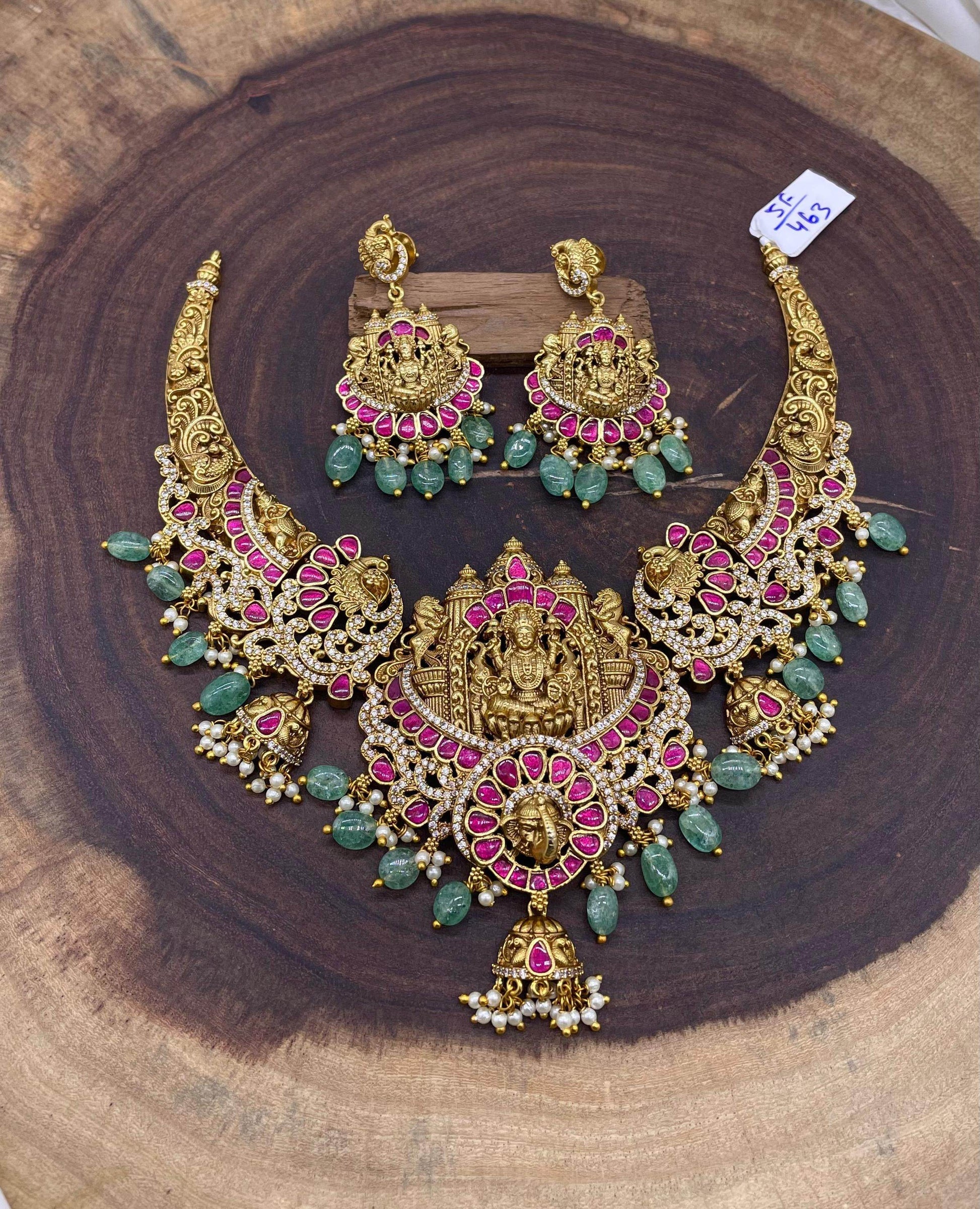 Nakshi Work with Jaadu Kundan Stones Bridal Necklace - Nakshatra Jewels