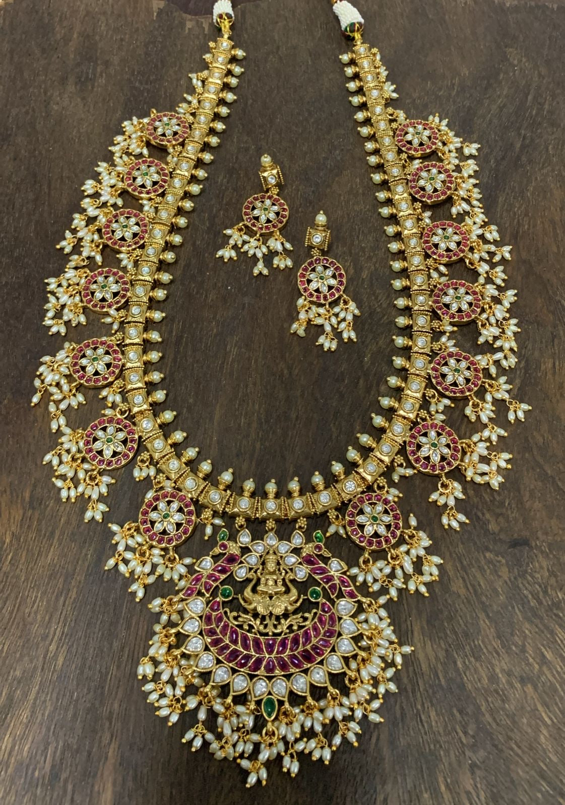Nakshi work with Kempu Stones Bridal Haram