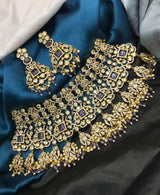 Victorian Polish AD & Moissanite Stones Bridal Neck Set - Nakshatra Jewels
