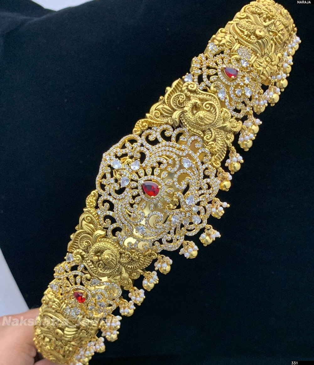 Nakshi work with AD Stones Bridal Hip Belt - Nakshatra Jewels