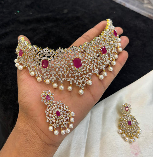 American Diamond Stones Bridal Choker