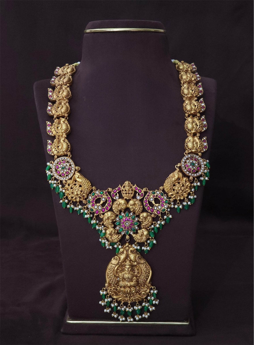 Nakshi Work with Jaadu Kundan Stones Bridal Haram - Nakshatra Jewels