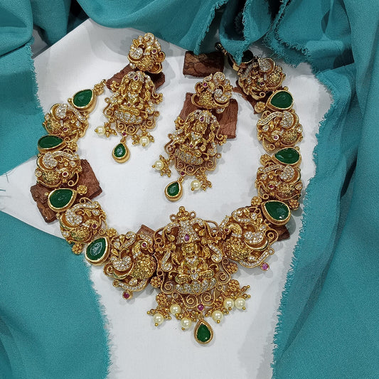Nakshi Work with AD Stones Bridal Necklace
