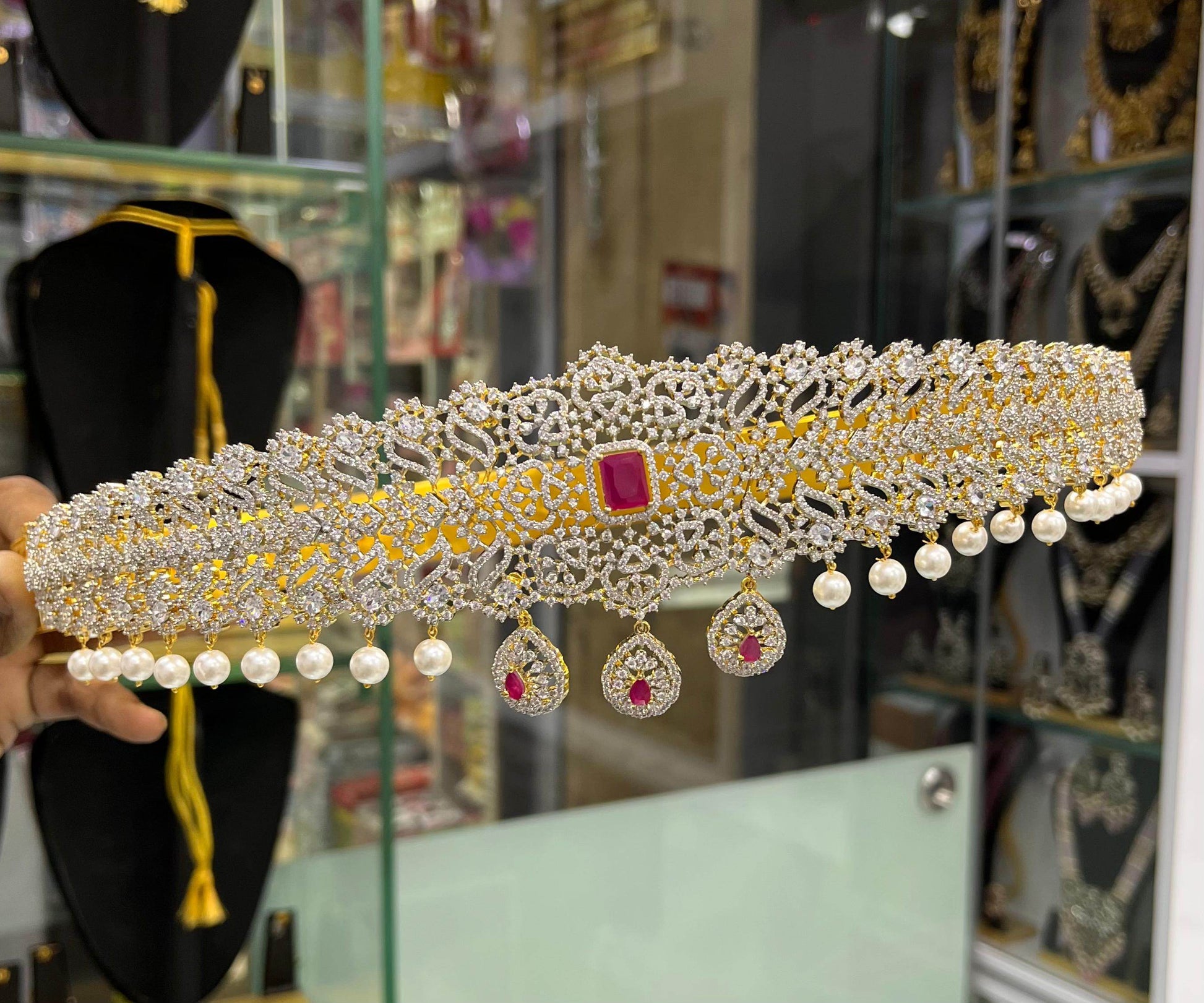 American Diamond Stones Bridal Hip Belt - Nakshatra Jewels
