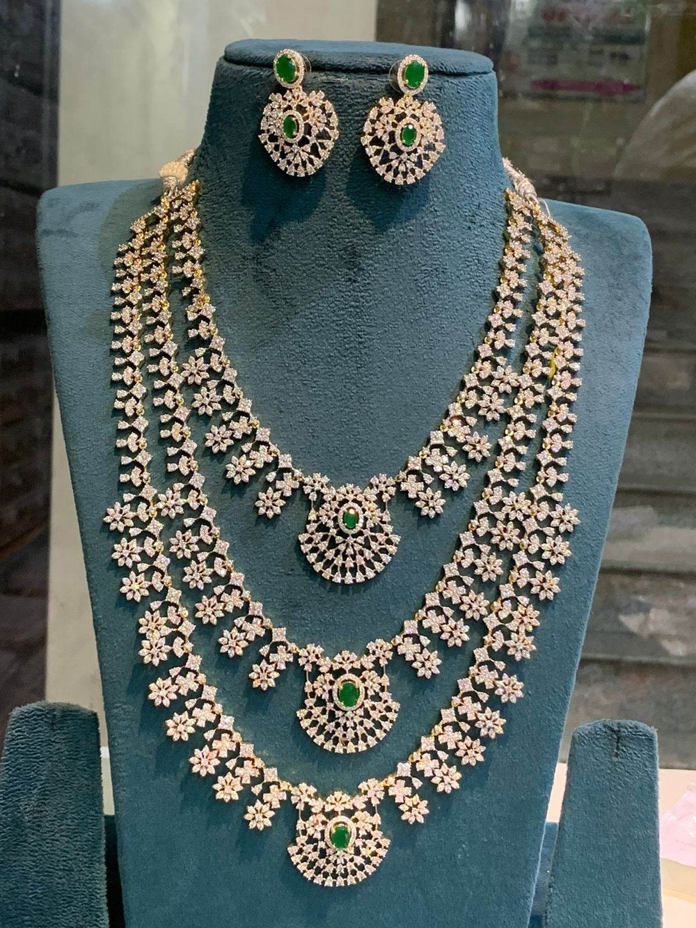 American Diamond Stone Bridal Layer Haram - Nakshatra Jewels