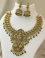 Nagasi Work with Kempu Stones Bridal Necklace - Nakshatra Jewels