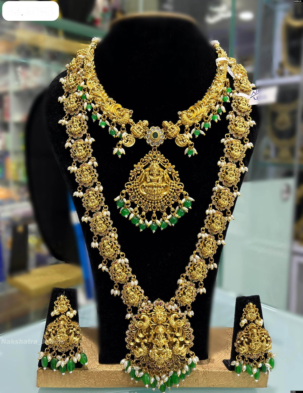 Nagasi Work with Kempu Stones Bridal Combo Set