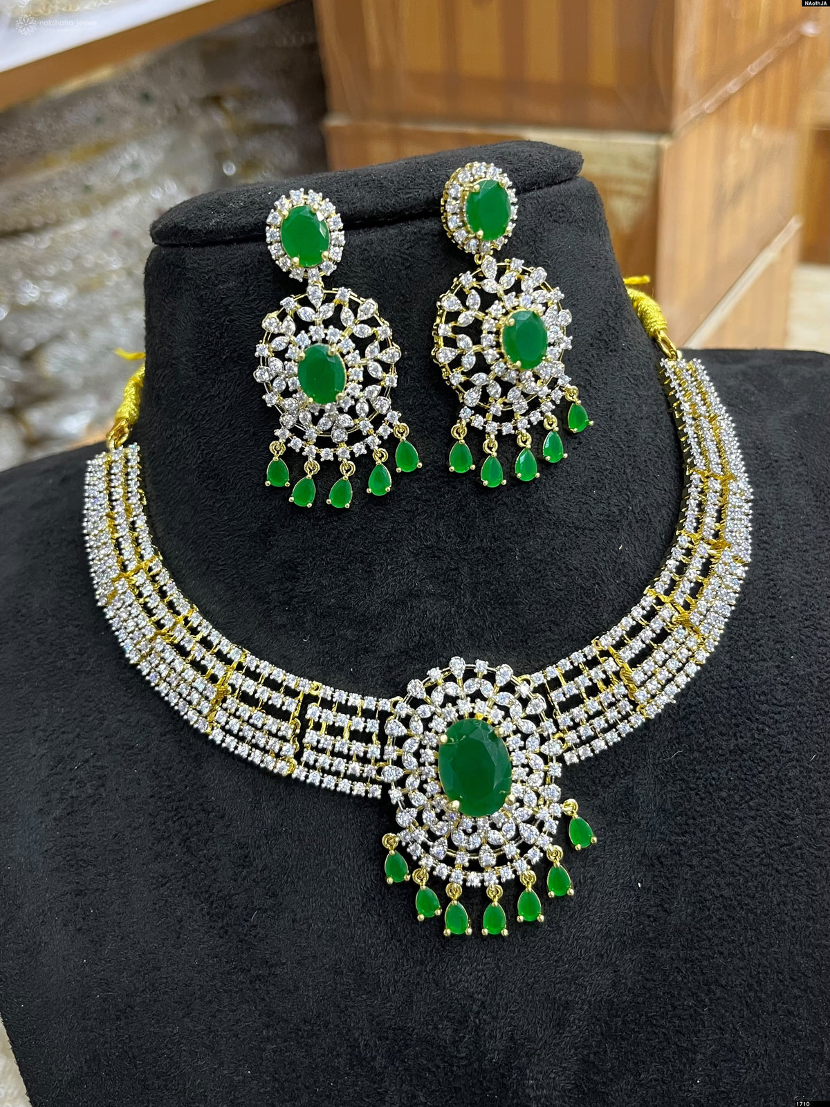 American Diamond Stones Bridal Necklace