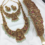 Nakshi Work with Jadau Kundan Stones Bridal Set (Gold Replica) - Nakshatra Jewels