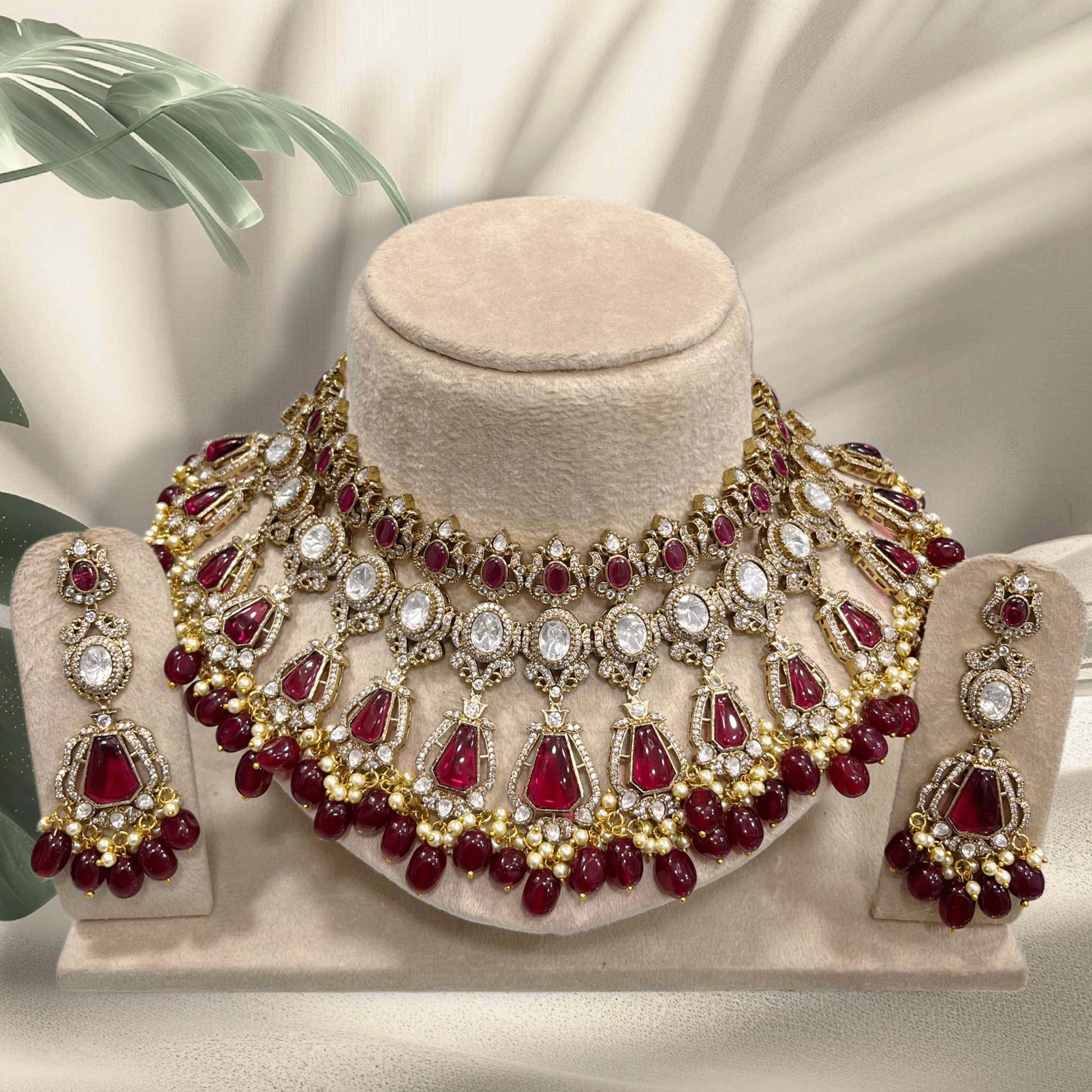 Victorian Polish with AD Stones Bridal Choker - Nakshatra Jewels