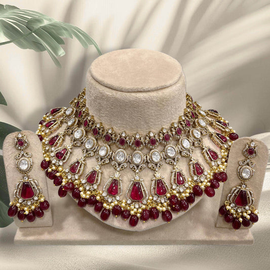 Victorian Polish with AD Stones Bridal Choker - Nakshatra Jewels