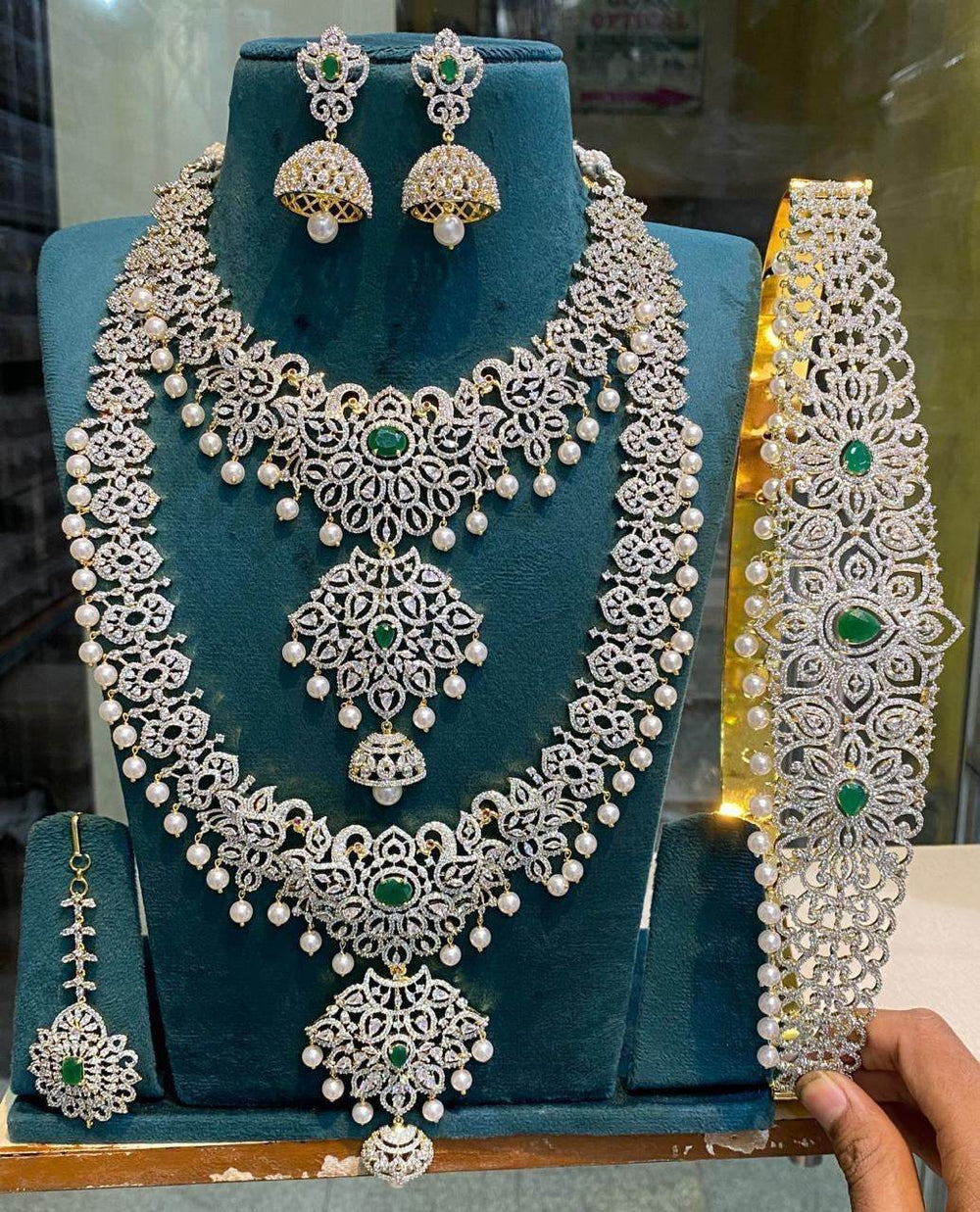 American Diamond Stones Bridal Set - Nakshatra Jewels