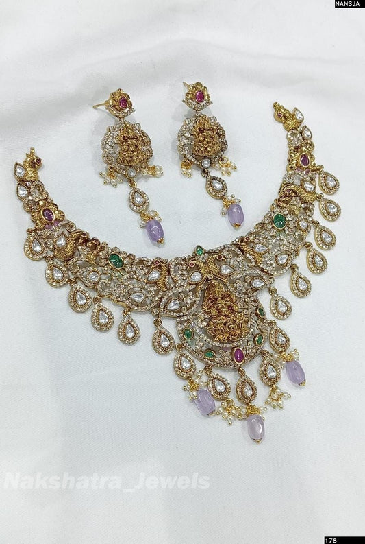 Victorian Polish AD & Nakshi work Bridal Necklace