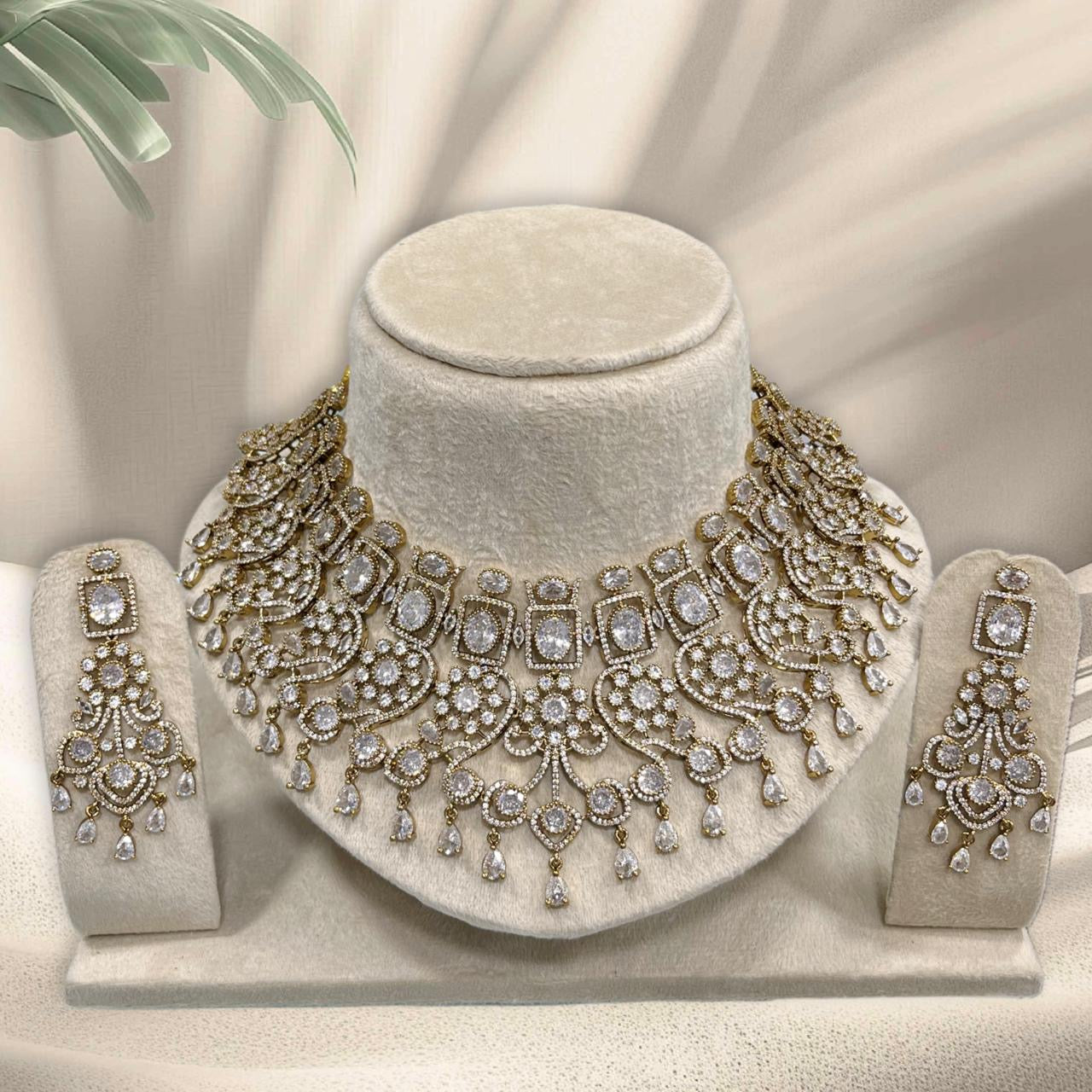 Victorian Polish with AD Stones Bridal Neck Set