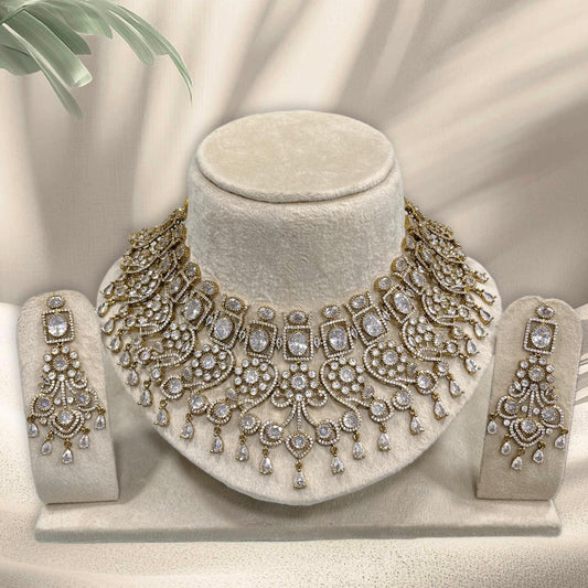 Victorian Polish with AD Stones Bridal Neck Set