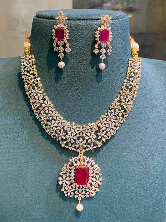 American Diamond Stones Necklace - Nakshatra Jewels