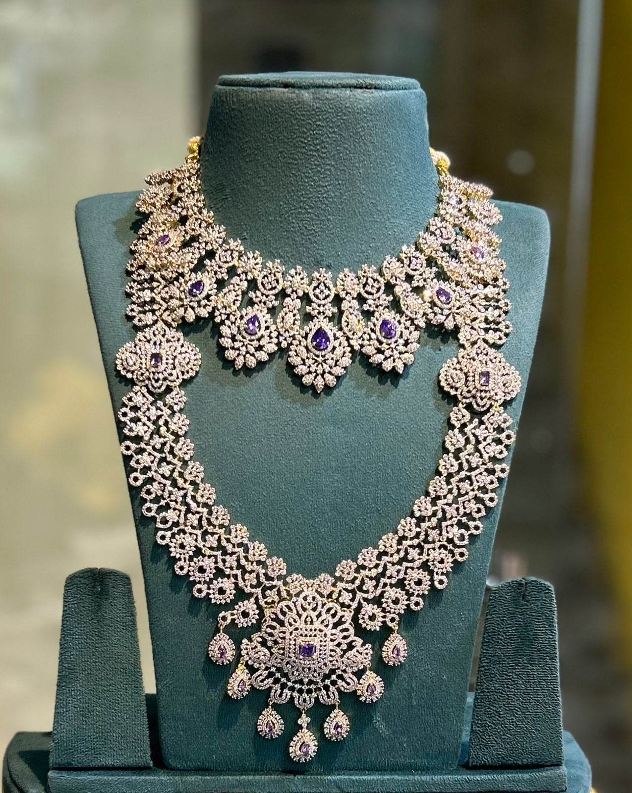 American Diamond Stones Bridal Combo Set - Nakshatra Jewels