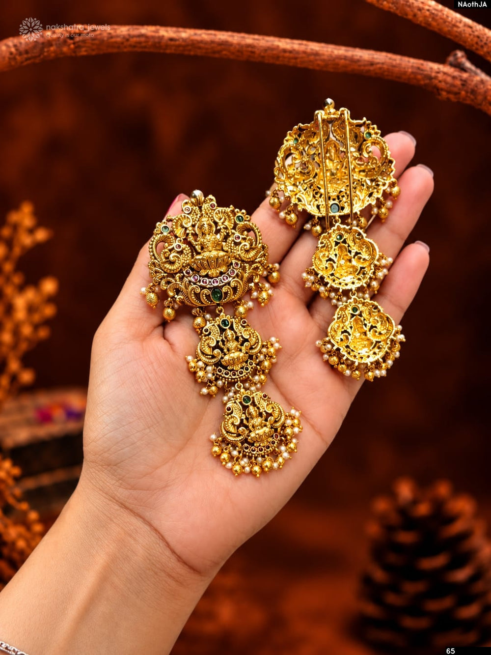 Nakshi Work with Kempu Stones Hair Accessories