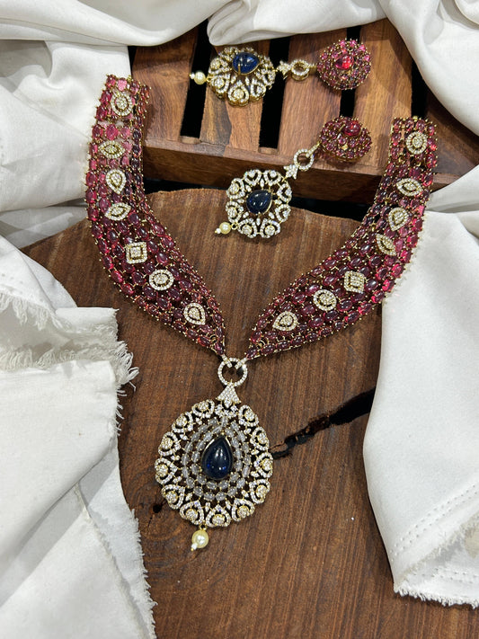 Victorian Polish AD Stones Bridal Neck Set