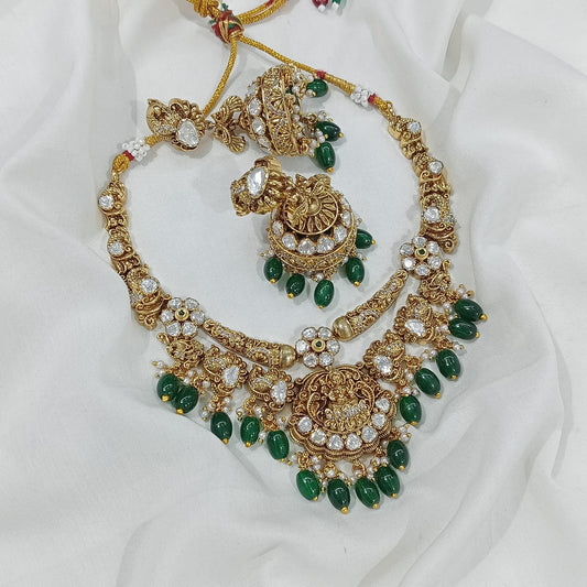 Nakshi Work with Mossanite Stones Bridal Necklace