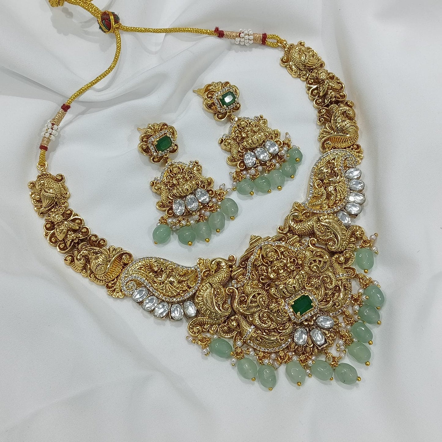 Nakshi Work with AD Stones Bridal Necklace