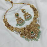 Nakshi Work with AD Stones Bridal Necklace - Nakshatra Jewels