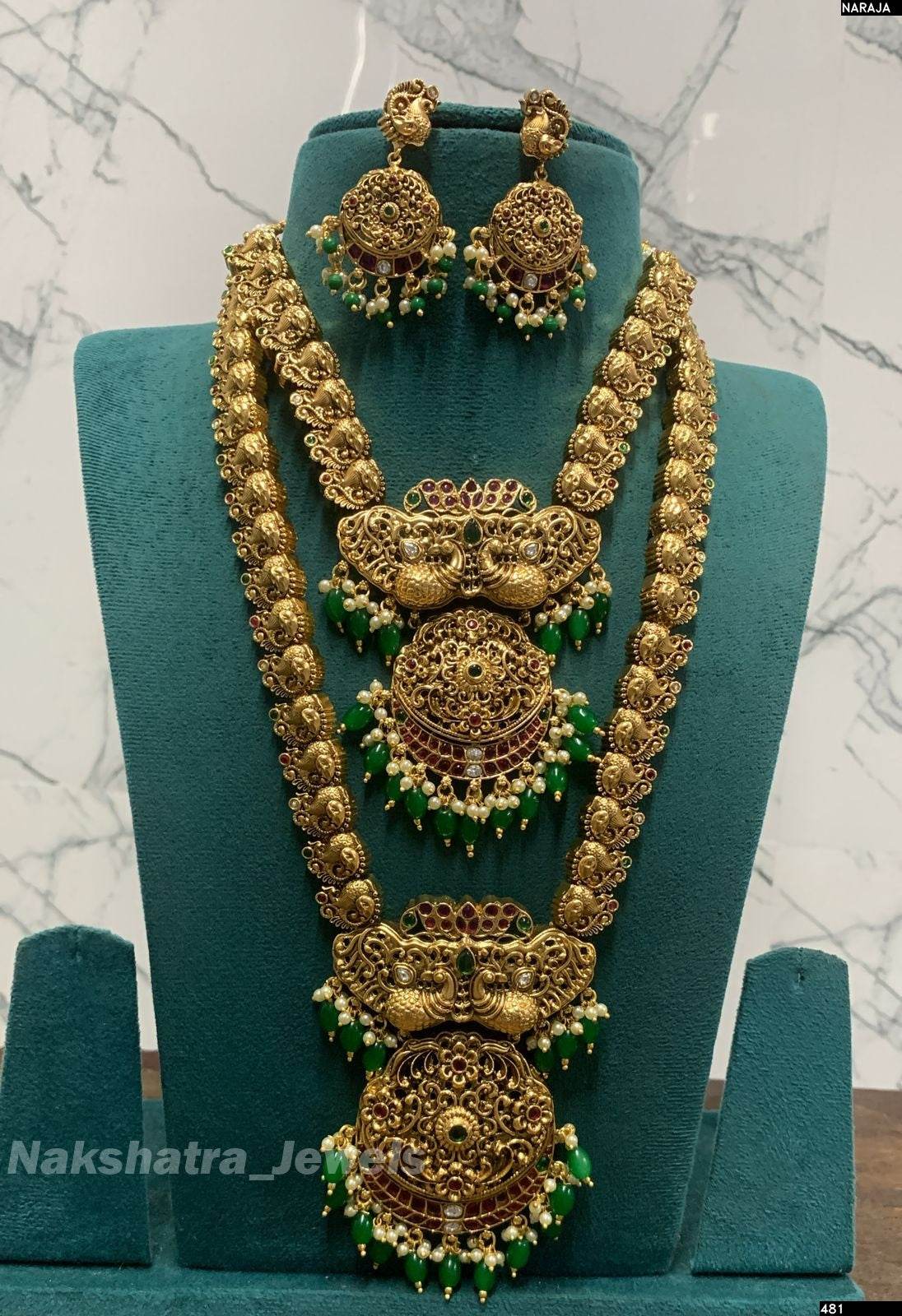 Nagasi Work with Kempu Stones Bridal Combo Set