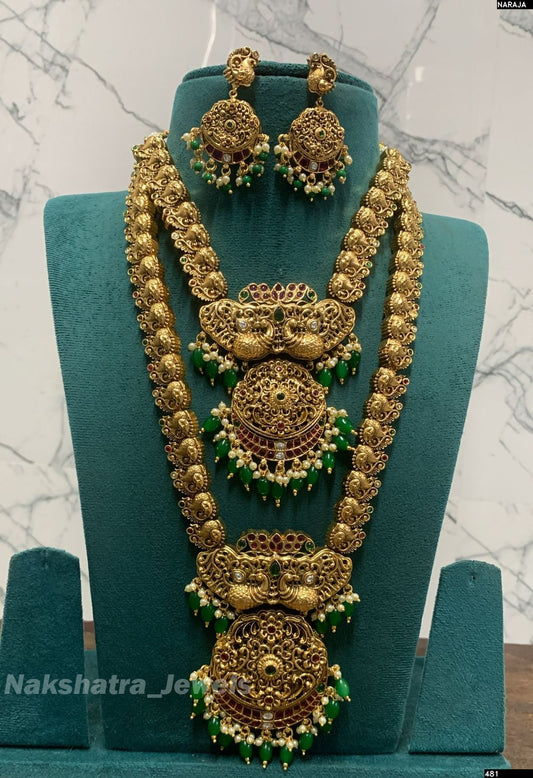 Nagasi Work with Kempu Stones Bridal Combo Set