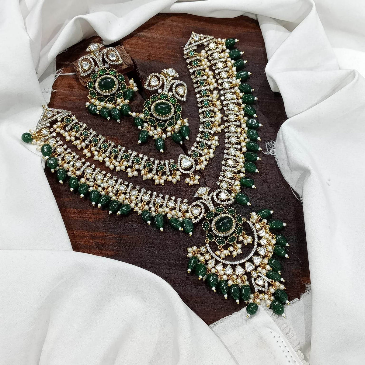 Victorian Polish with Mossianite and jadu Kundan Stones Bridal Combo