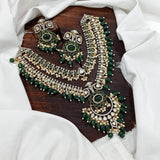 Victorian Polish with Mossianite and jadu Kundan Stones Bridal Combo - Nakshatra Jewels