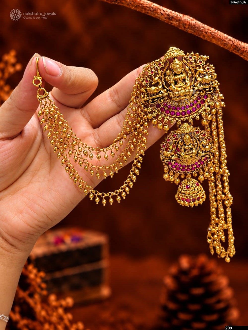 Nakshi Work with Kempu Stones Hair Accessories