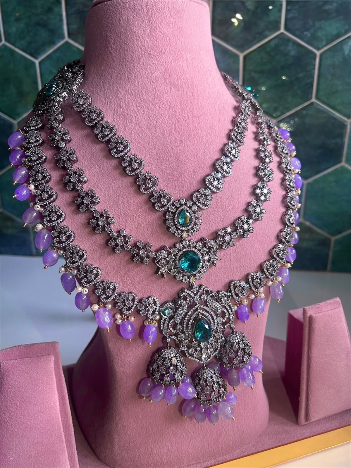Victorian Polish with AD Stones Bridal Layer Haram