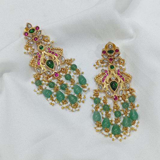 Jaadu Kundan Stones Bridal Earrings