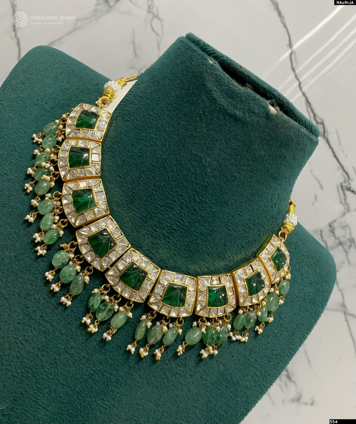 Mossianite & Kundan Stones Bridal Necklace