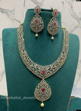 American Diamond Stones Bridal Haram - Nakshatra Jewels