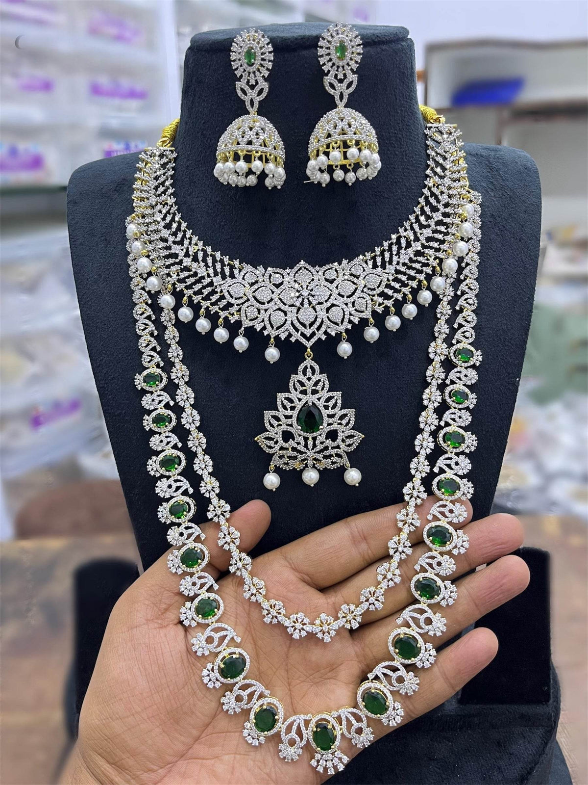 American Diamond Stones Bridal Combo Set
