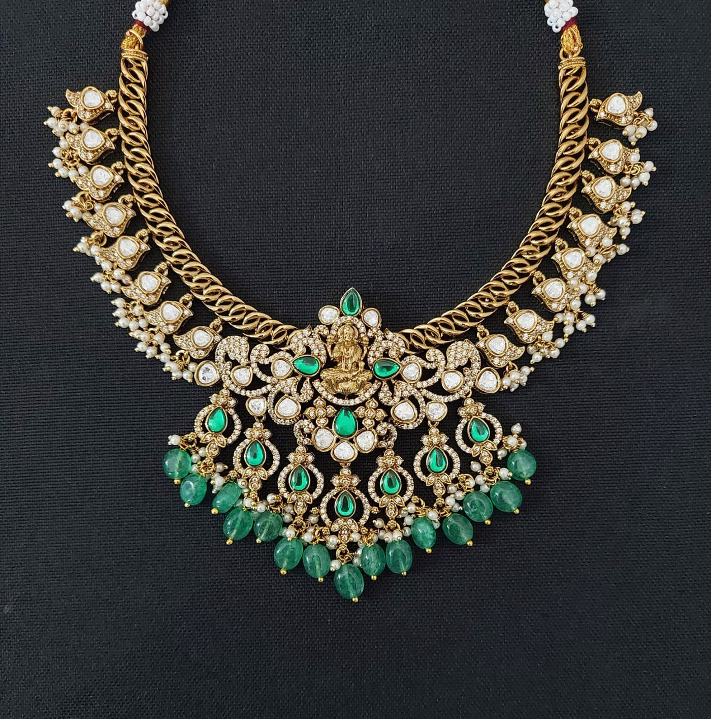 Victorian Polish with AD and Mossianite Stone Necklace