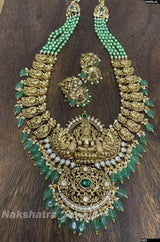Nagasi Work with Kempu & AD Stones Bridal Haram - Nakshatra Jewels
