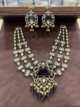 Victorian Polish with AD & Mossianite Stones Bridal Necklace
