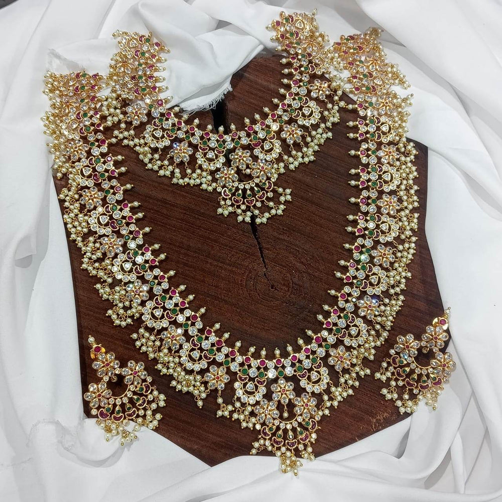 Premium Matt with AD and Kempu Stones Bridal Combo Set - Nakshatra Jewels