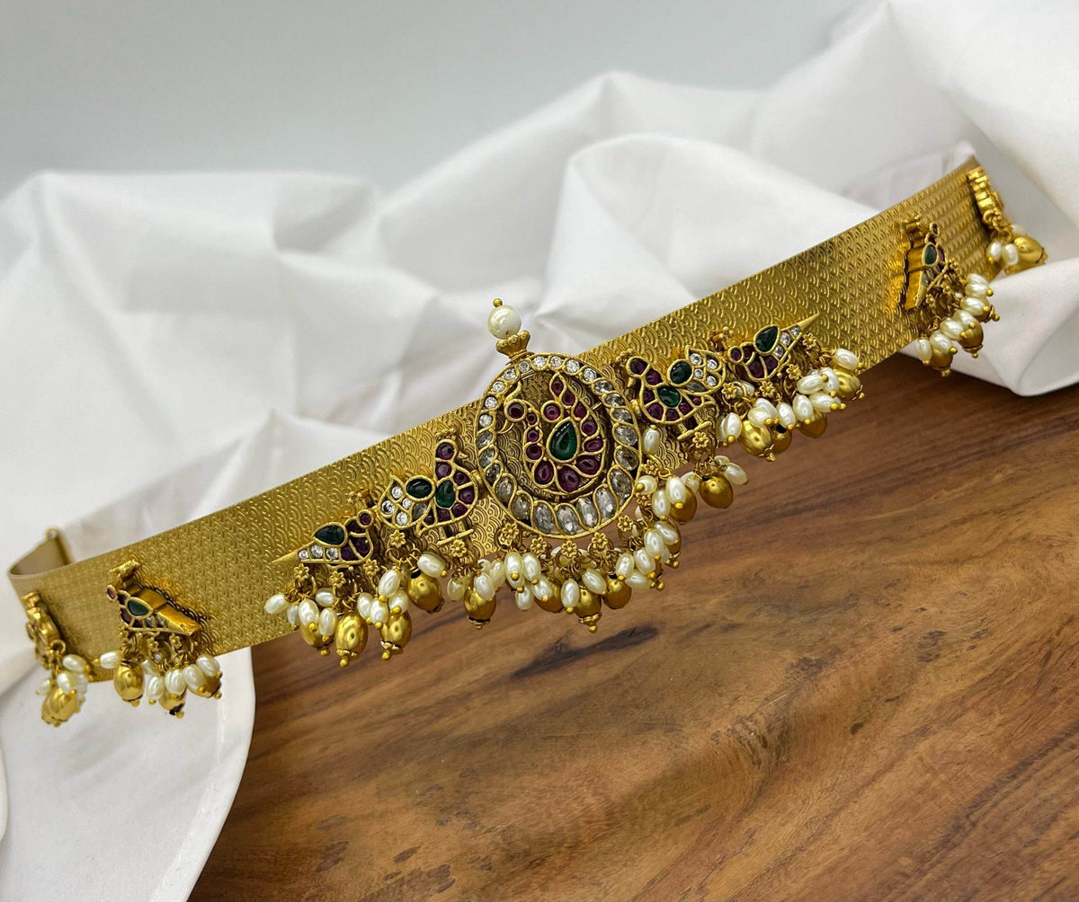 Nagasi work with Kempu Stones Hip Belt