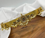 Nagasi work with Kempu Stones Hip Belt - Nakshatra Jewels