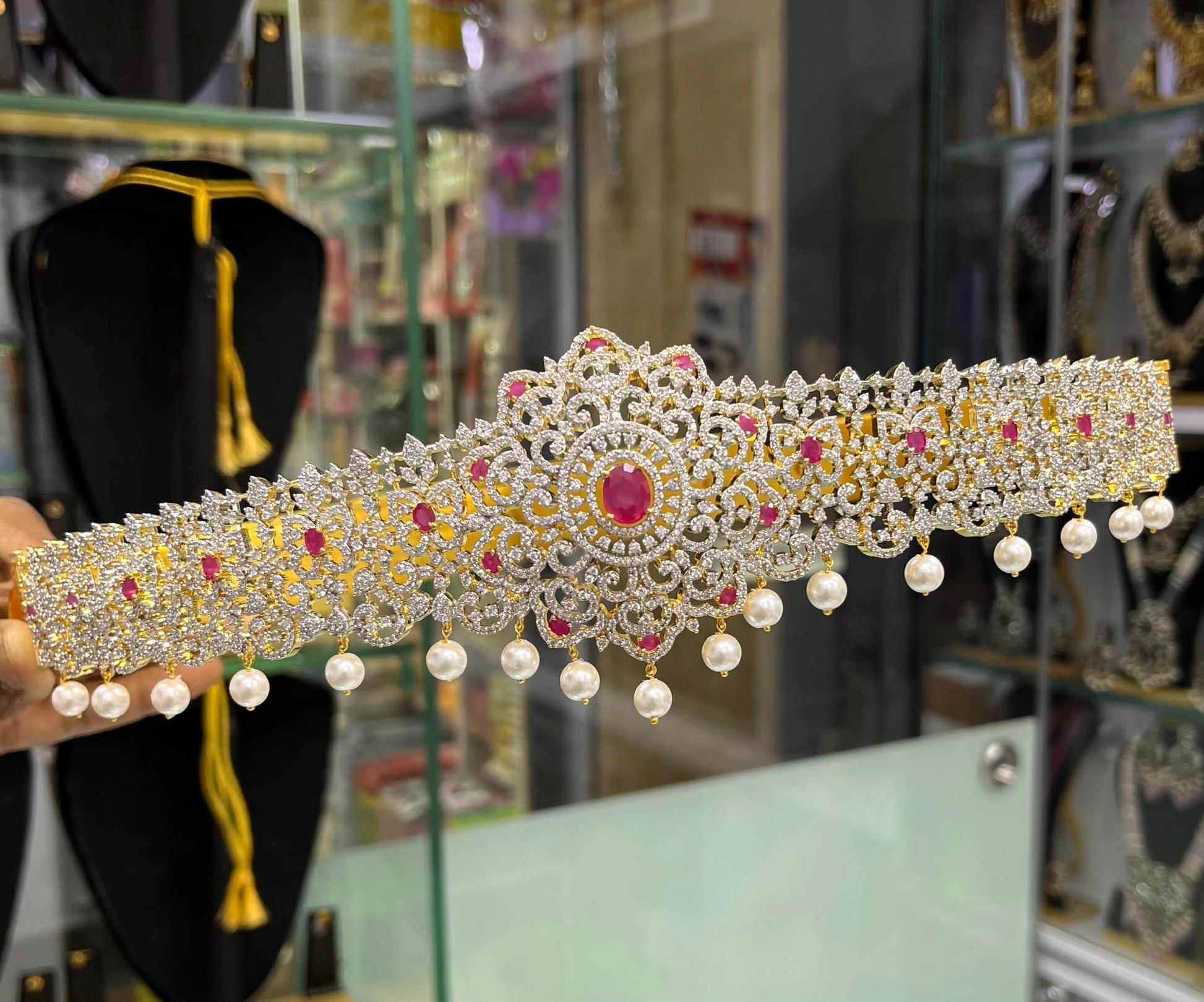 American Diamond Stones Bridal Hip Belt - Nakshatra Jewels
