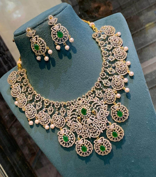 American Diamond Stones Bridal Neck set - Nakshatra Jewels