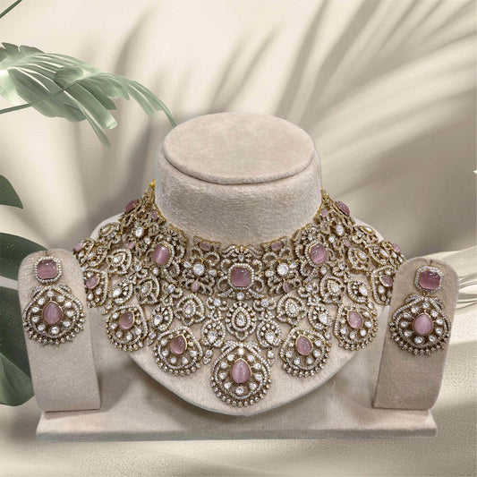 Victorian Polish with AD Stones Bridal Choker - Nakshatra Jewels